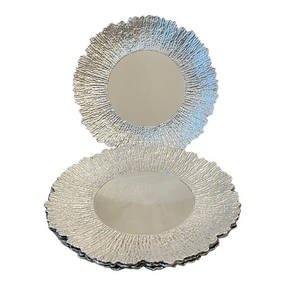 American Atelier Silver Sunbeam Charger Plates 13in Ruffled Rim Set of 4 New - Picture 13 of 15